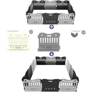 BABYCARE Playpen 25-Inch Gate Extension Kit-Melange Grey