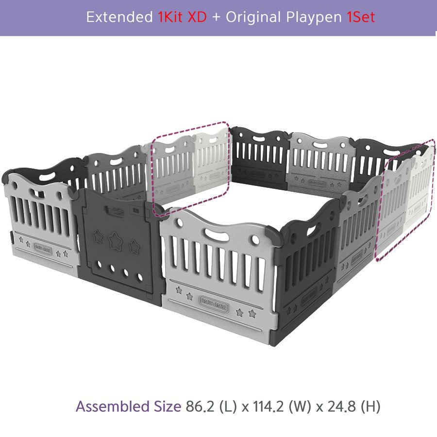 BABYCARE Playpen 25-Inch Gate Extension Kit-Melange Grey