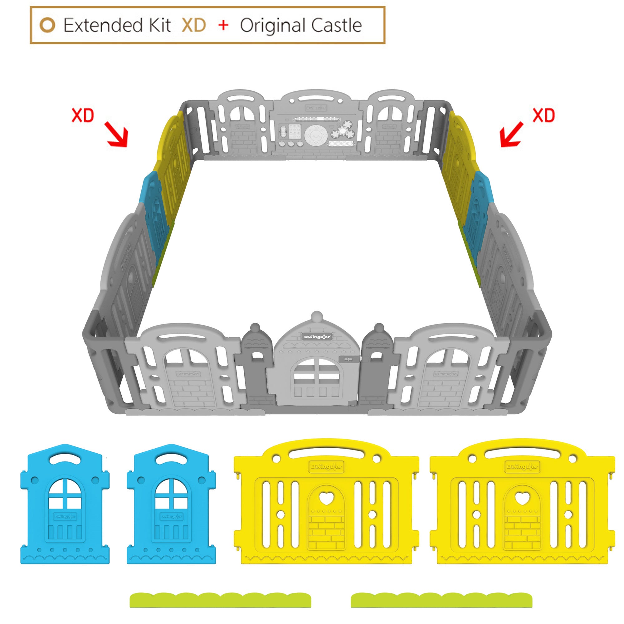 DWINGULER Castle Playpen Extension Kit XD x2-Rainbow